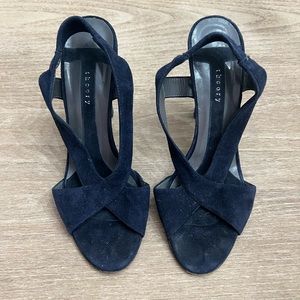 Theory navy suede cross cross sandals size 8.5